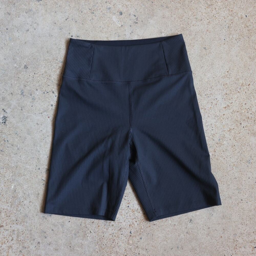 Girlfriend Collective Black Ribbed Biker Shorts High Rise Activewear Yoga Gym S